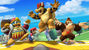 Mario, Bowser, Donkey Kong, and King Dedede on a biplane on Pilotwings in SSB4.