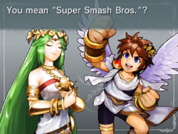 Pit name-dropping Smash in Kid Icarus: Uprising.