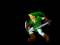 Animation of Link throwing a boomerang in Melee.