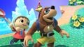 Banjo & Kazooie about to be grabbed by Villager.