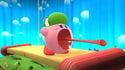 Kirby using Egg Lay on Yoshi's Woolly World.