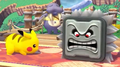 Kirby's Stone taking the form of a Thwomp in Super Smash Bros. for Wii U.