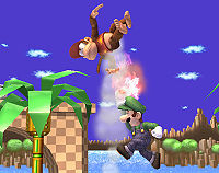Luigi performing a Super Jump Punch