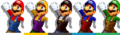 Mario's costumes in Melee.