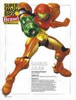 Scan of Smash Files #10 from volume 215 of Nintendo Power, featuring Samus.