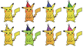 Artworks of Pikachu's new alternate colors.