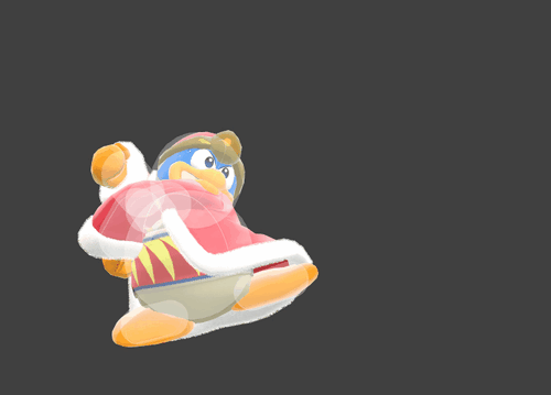 Hitbox visualization for King Dedede's max charge aerial Jet Hammer