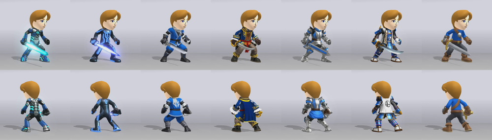 Mii Swordfighter costumes