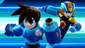 Close-up of Mega Man Volnutt and MegaMan.EXE