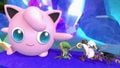 Pit, Toon Link and Marth fighting against a giant Jigglypuff on The Great Cave Offensive.