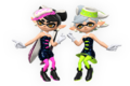 The Squid Sisters as an Assist Trophy in Super Smash Bros. Ultimate.