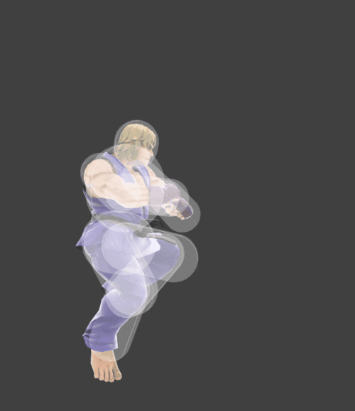 Hitbox visualization for Ken's up aerial