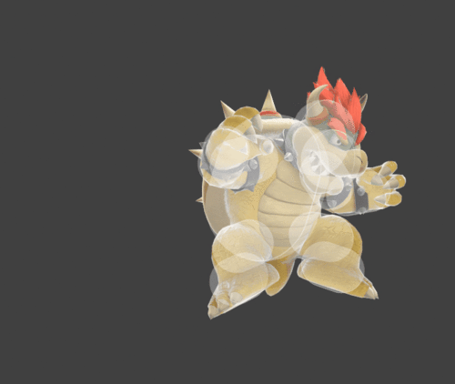 Hitbox visualization for Bowser's back air