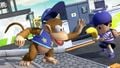 Diddy Kong trying to steal Ness' banana on Moray Towers.