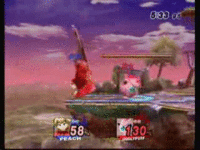 Jigglypuff doing the wall of pain on Peach