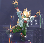 Fox in his helpless animation in SSB4.