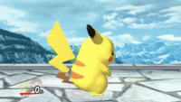 An animated image of one of Pikachu's taunts from Brawl.