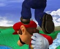 "Footstool jumping" Mario during Adventure Mode.