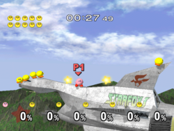 Event 16: Kirby's Air-raid in Super Smash Bros. Melee.