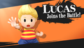 Lucas' unlock notice in Super Smash Bros. for Wii U after downloading him from the Nintendo eShop.