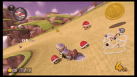 The red shell's homing abilities as shown in MK8