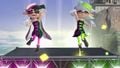A close-up of the Squid Sisters on Temple.
