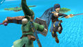 Battling with Link.