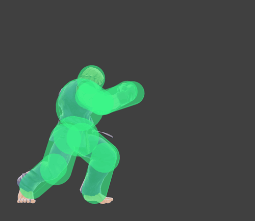 Hitbox visualization for Ken's up throw
