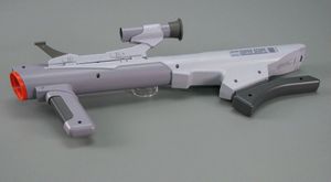 Image is a free photograph of a European model of the Super Scope item, identified as the "Nintendo Scope", taken from the Wikimedia Commons.