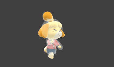Hitbox visualization for Isabelle's down smash