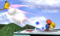 Mario using the Shocking Cape in Super Smash Bros. for Nintendo 3DS
