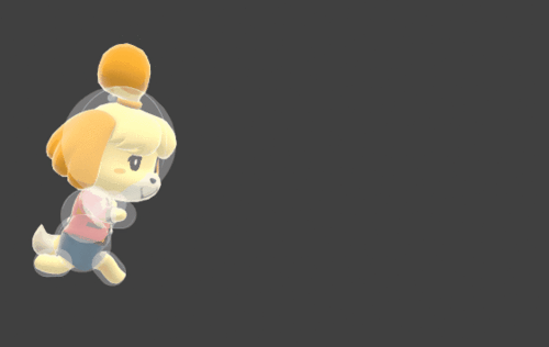Hitbox visualization for Isabelle's dash grab