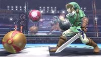 Samus and Link using their respective Bombs in Super Smash Bros. 4