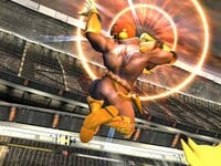 Captain falcon is about to reverse punch Pikachu in "Brawl".