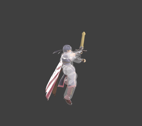 Hitbox visualization for Ike's neutral aerial