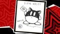 Illustration of Kirby copying Morgana as drawn by Masahiro Sakurai.
