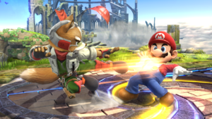 A screenshot of Fox found from the Smash Bros. site http://www.smashbros.com/us/characters/fox.html here].