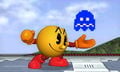 A scared ghost in Pac-Man's up taunt.