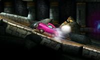 A screenshot of the Devil Car in Smash Run, hitting an alternately coloured Little Mac.