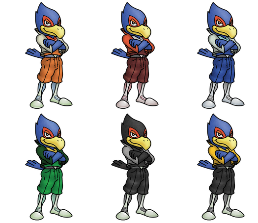 Falco's alternate costumes in Remix