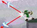 A diagram of aiming the boomerang in Smash 64.