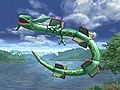Rayquaza soars into the sky before using Dig.