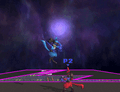 Lucario using aerial Force Palm.