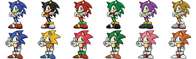 Sonic's alternate costumes in Remix
