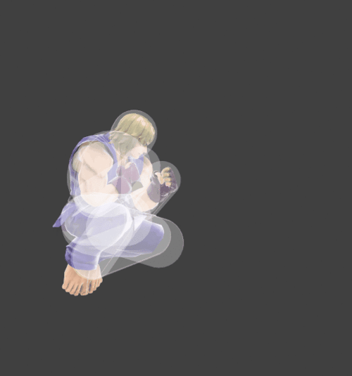 Hitbox visualization for Ken's down aerial