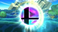 The Smash Ball item is depicted using a floating, rainbow Smash logo.