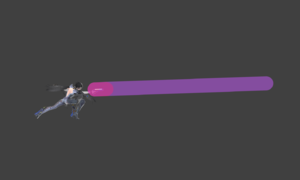 Hitbox visualization for Bayonetta's dash attack Bullet Arts