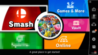 The early main menu for Super Smash Bros. Ultimate.