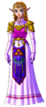 Official artwork of Princess Zelda from The Legend of Zelda: Ocarina of Time. This appearance inspired her design in Super Smash Bros. Melee.