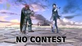 Screenshot that compares the difference in size between Ganondorf and Bayonetta in the No Contest screen, where the latter is significantly taller than in normal gameplay.